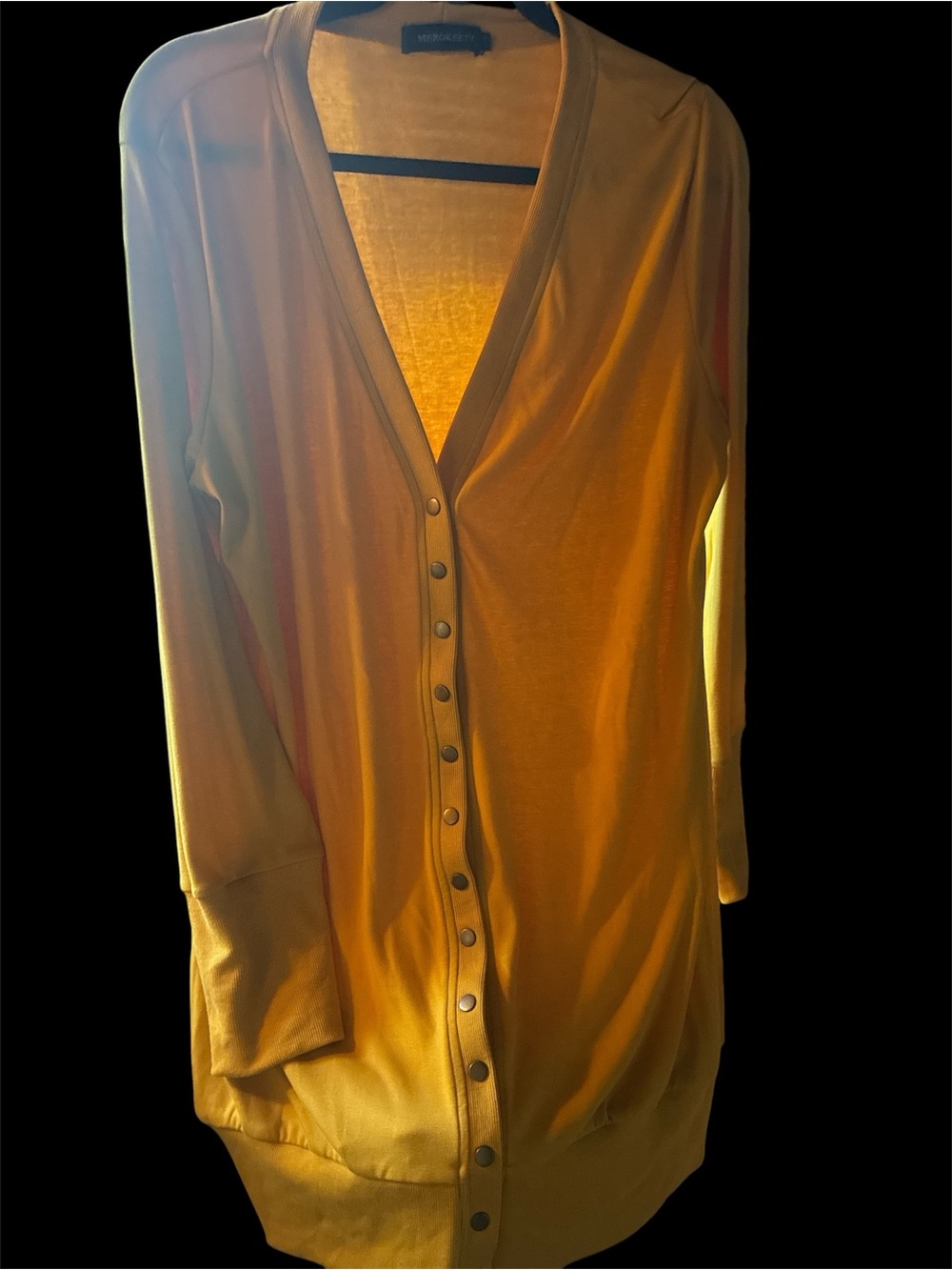Long Button-Front Women's Cardigan Jacket - Yellow